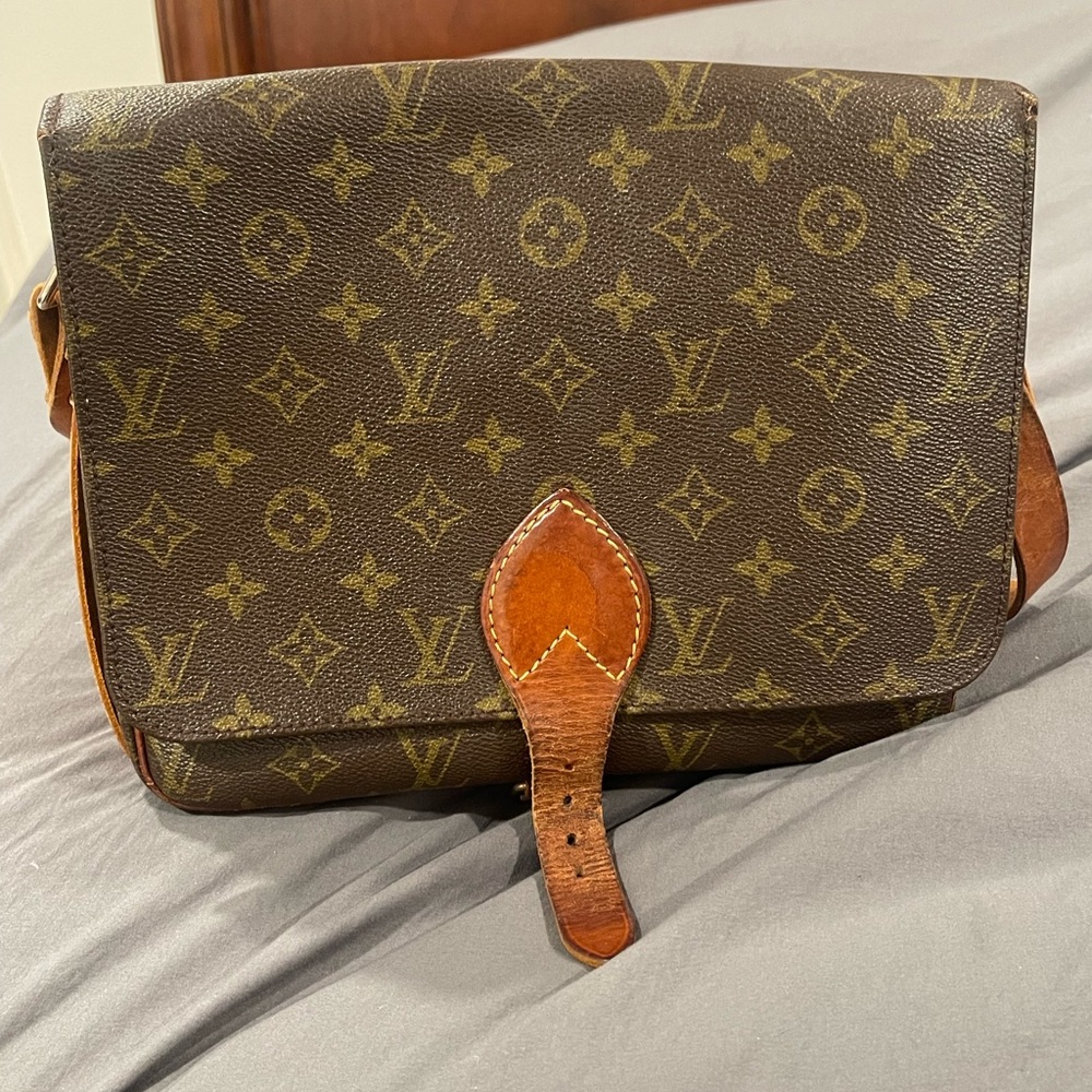 Louis Vuitton Cartouchiere Shoulder Bag GM Brown Canvas